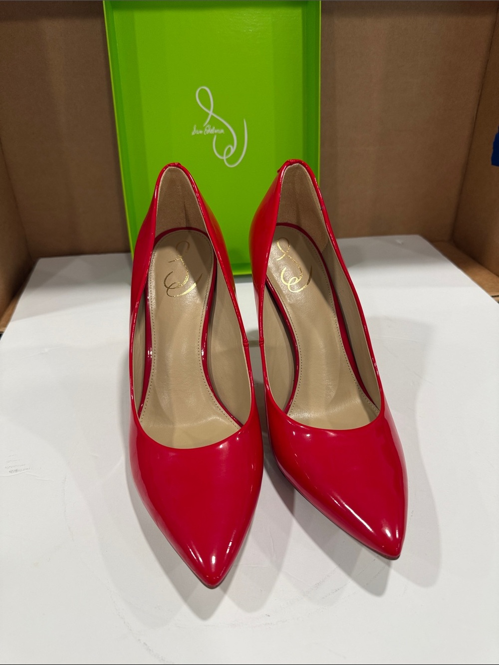 Jessica Simpson Bright Red Patent Pointed-Toe Pumps